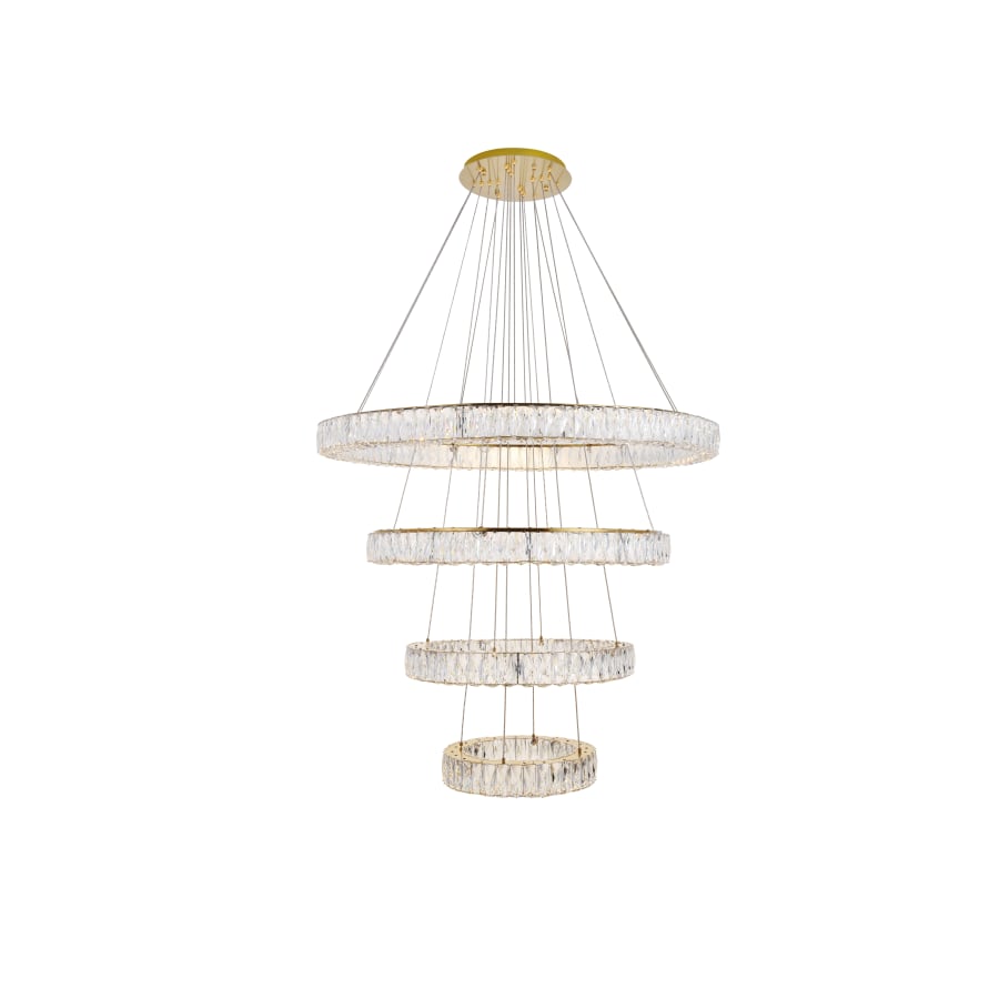 Elegant Lighting Monroe 4 Light 42" Wide LED Crystal Ring Chandelier with Clear Royal Cut Crystals