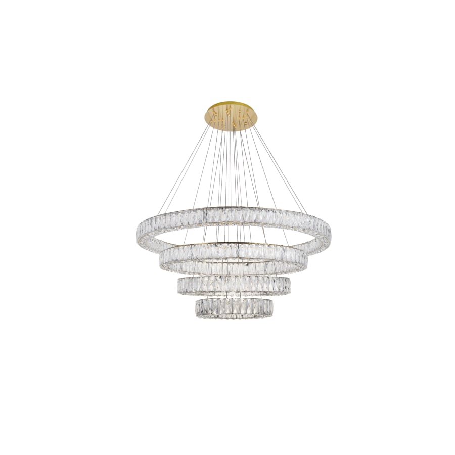 Elegant Lighting Monroe 4 Light 42" Wide LED Crystal Ring Chandelier with Clear Royal Cut Crystals