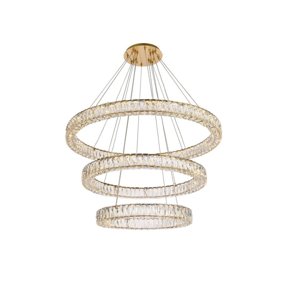 Elegant Lighting Monroe 41" Wide LED Crystal Ring Chandelier with Clear Crystal Accents