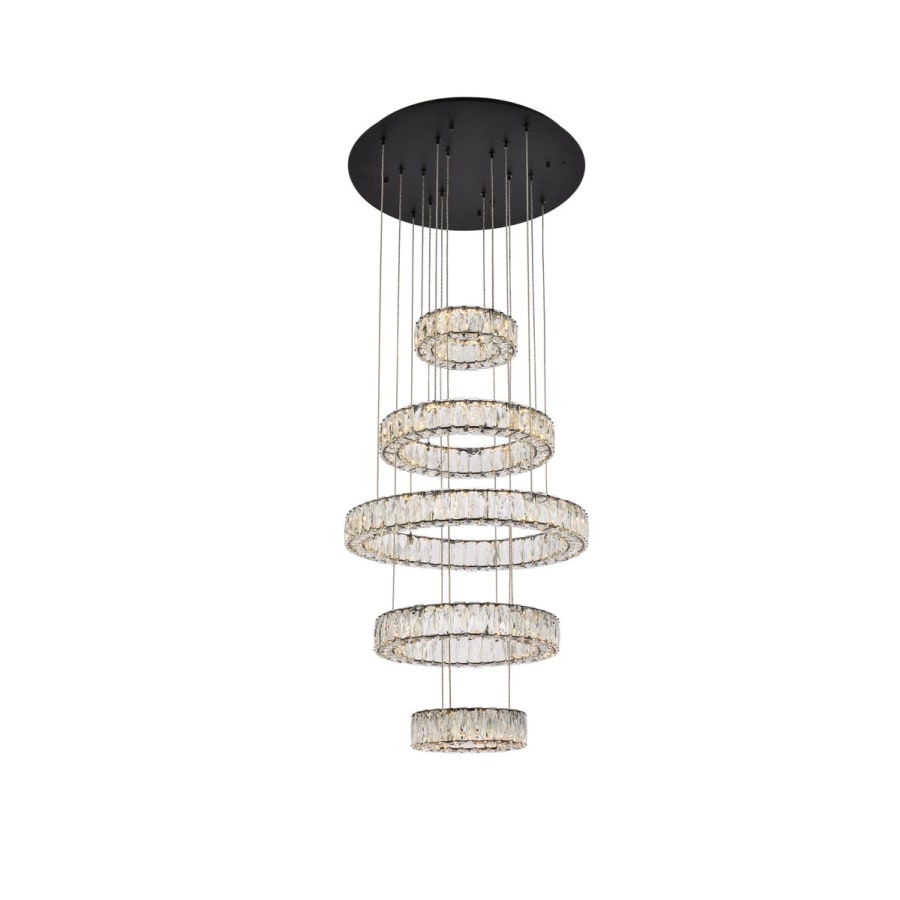 Elegant Lighting Monroe 5 Light 26" Wide LED Crystal Ring Chandelier with Clear Royal Cut Crystals