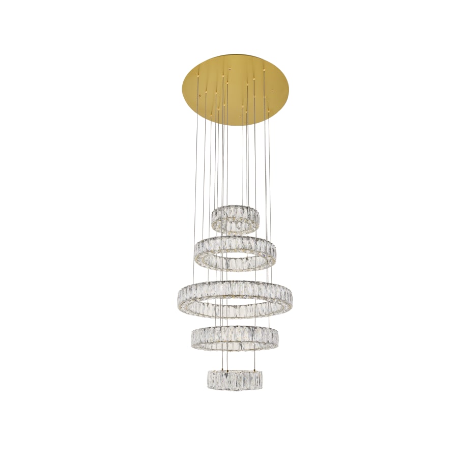 Elegant Lighting Monroe 5 Light 26" Wide LED Crystal Ring Chandelier with Clear Royal Cut Crystals
