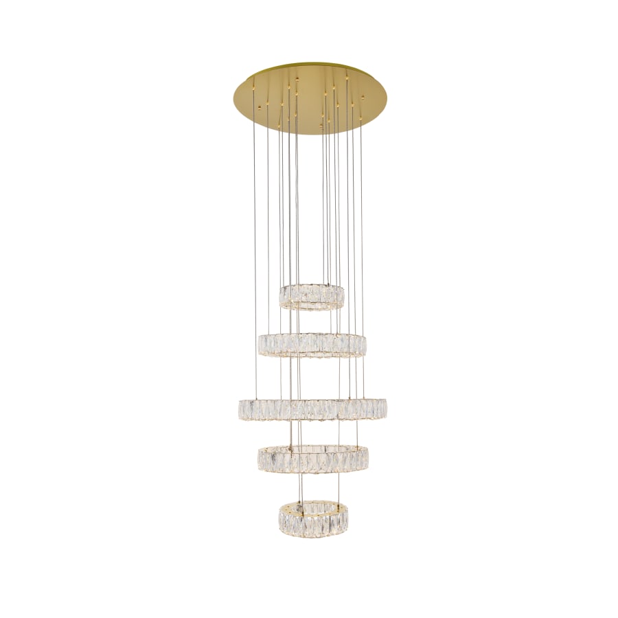 Elegant Lighting Monroe 5 Light 26" Wide LED Crystal Ring Chandelier with Clear Royal Cut Crystals