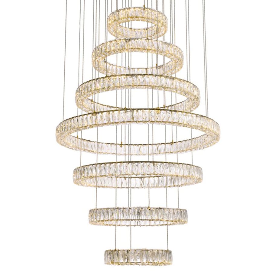 Elegant Lighting Monroe 40" Wide LED Crystal Ring Chandelier with Clear Crystal Accents