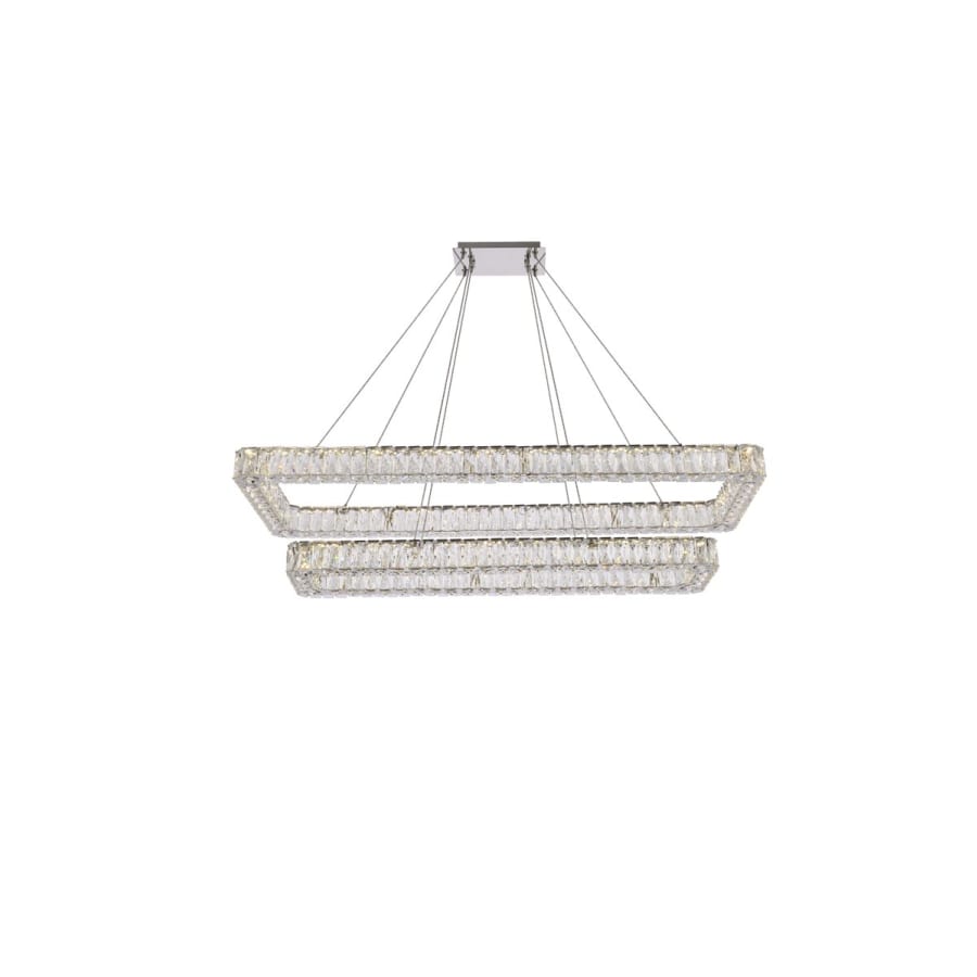 Elegant Lighting Monroe 50" Wide LED Crystal Linear Chandelier with Clear Crystal Accents