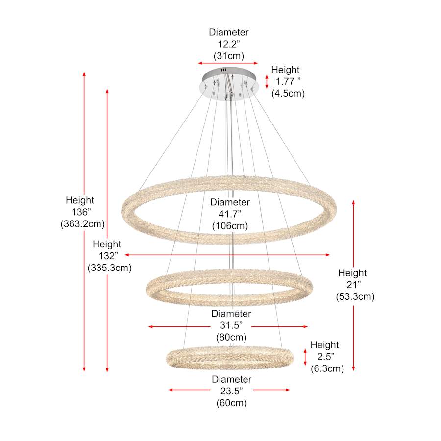 Elegant Lighting Bowen 42" Wide Ring Chandelier