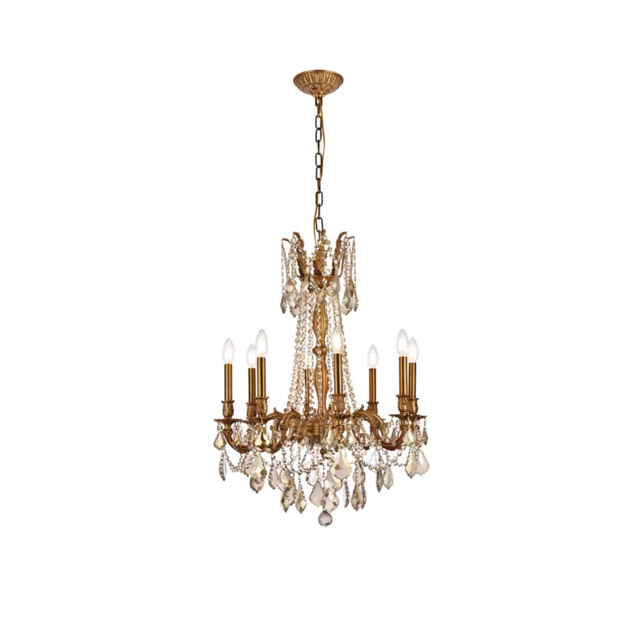 Elegant Lighting Rosalia 8 Light 24" Wide Crystal Chandelier with Golden Teak Royal Cut Crystals