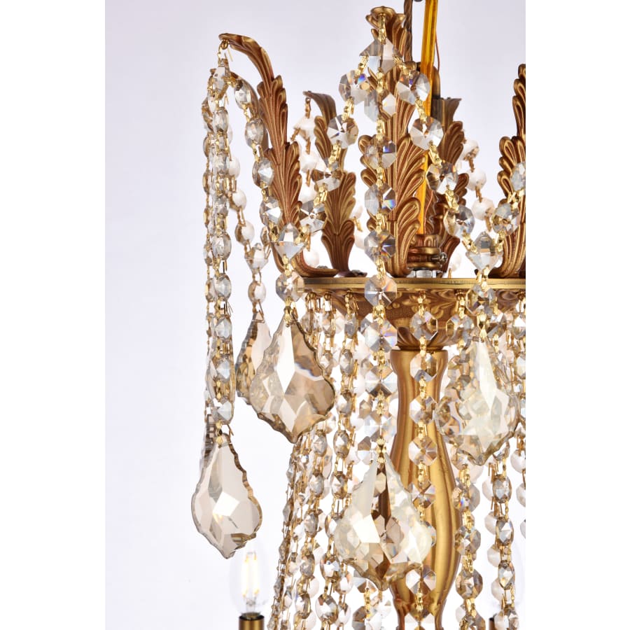Elegant Lighting Rosalia 10 Light 28" Wide Crystal Chandelier with Golden Teak Royal Cut Crystals