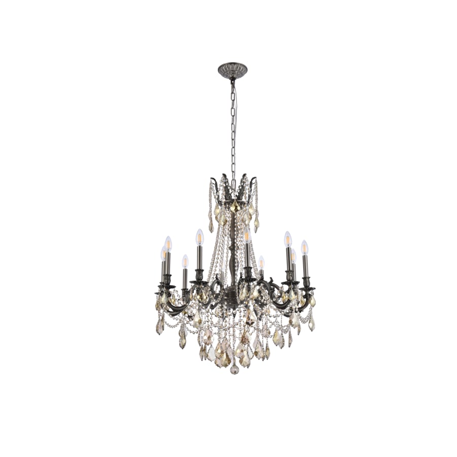 Elegant Lighting Rosalia 10 Light 28" Wide Crystal Chandelier with Golden Teak Royal Cut Crystals