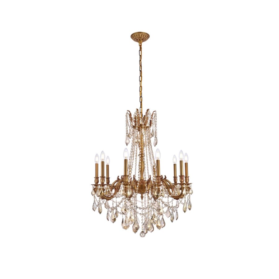 Elegant Lighting Rosalia 10 Light 28" Wide Crystal Chandelier with Golden Teak Royal Cut Crystals