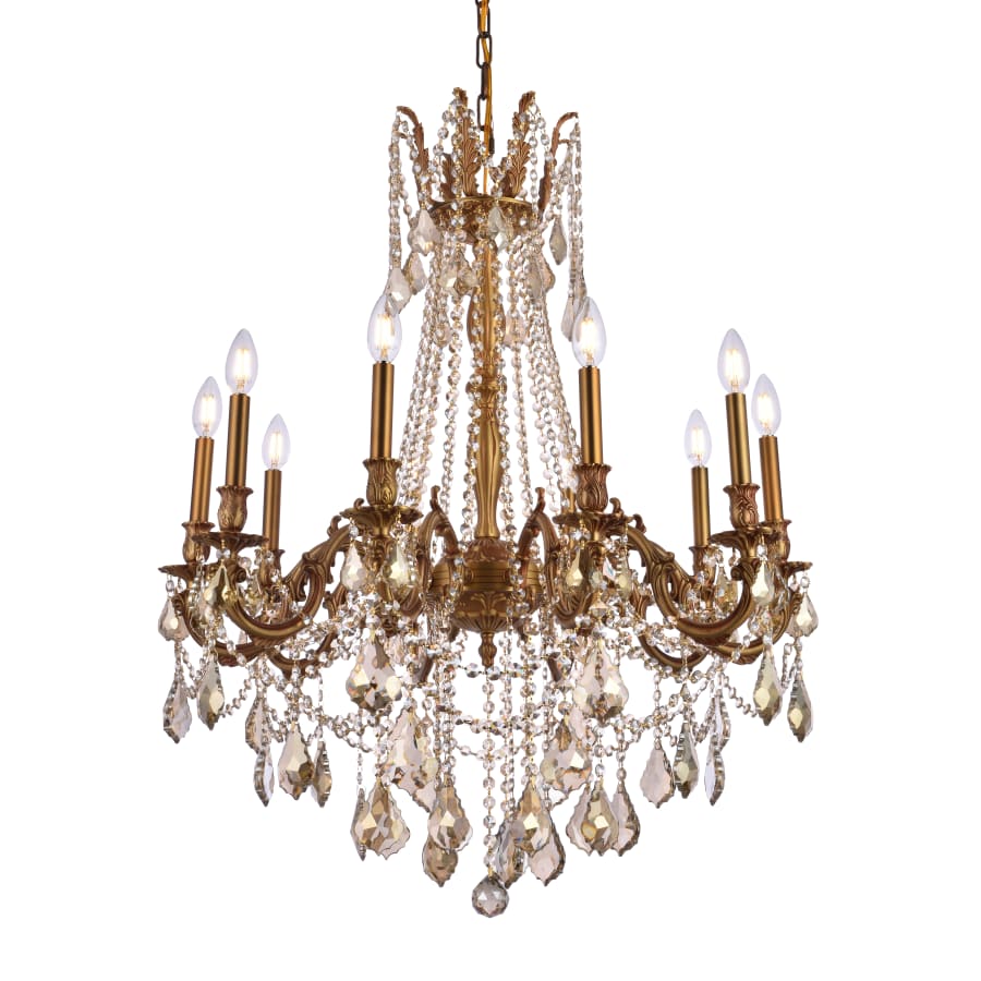Elegant Lighting Rosalia 10 Light 28" Wide Crystal Chandelier with Golden Teak Royal Cut Crystals