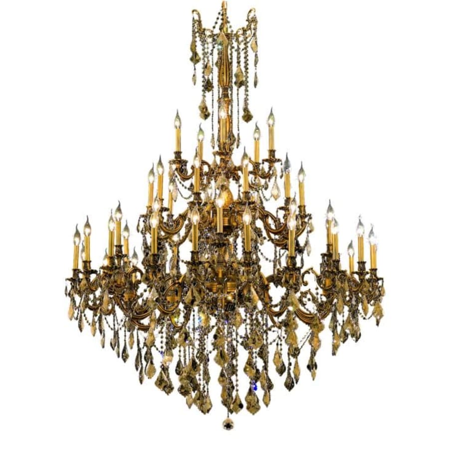 Elegant Lighting Rosalia 45 Light 54" Wide Crystal Chandelier with Golden Teak Royal Cut Crystals