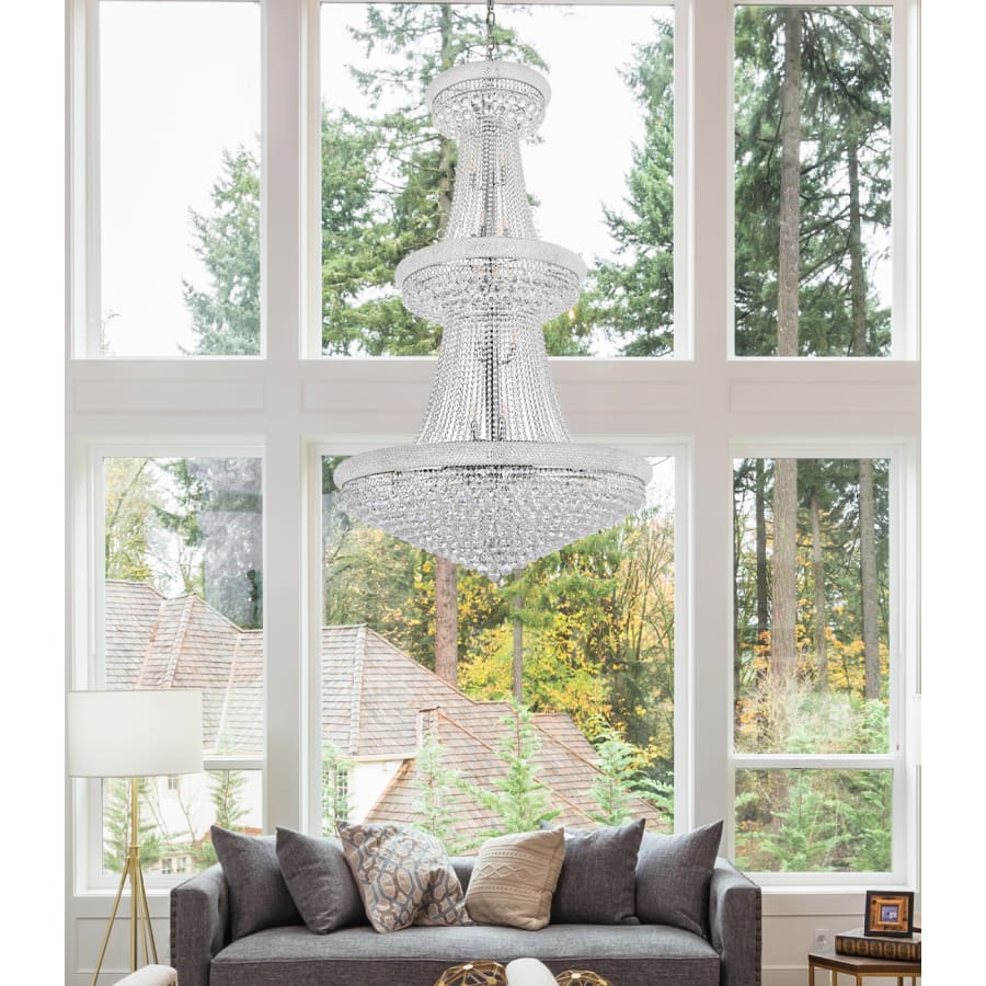 Elegant Lighting Primo 38 Light 42" Wide Crystal Empire Chandelier with Clear Royal Cut Crystals