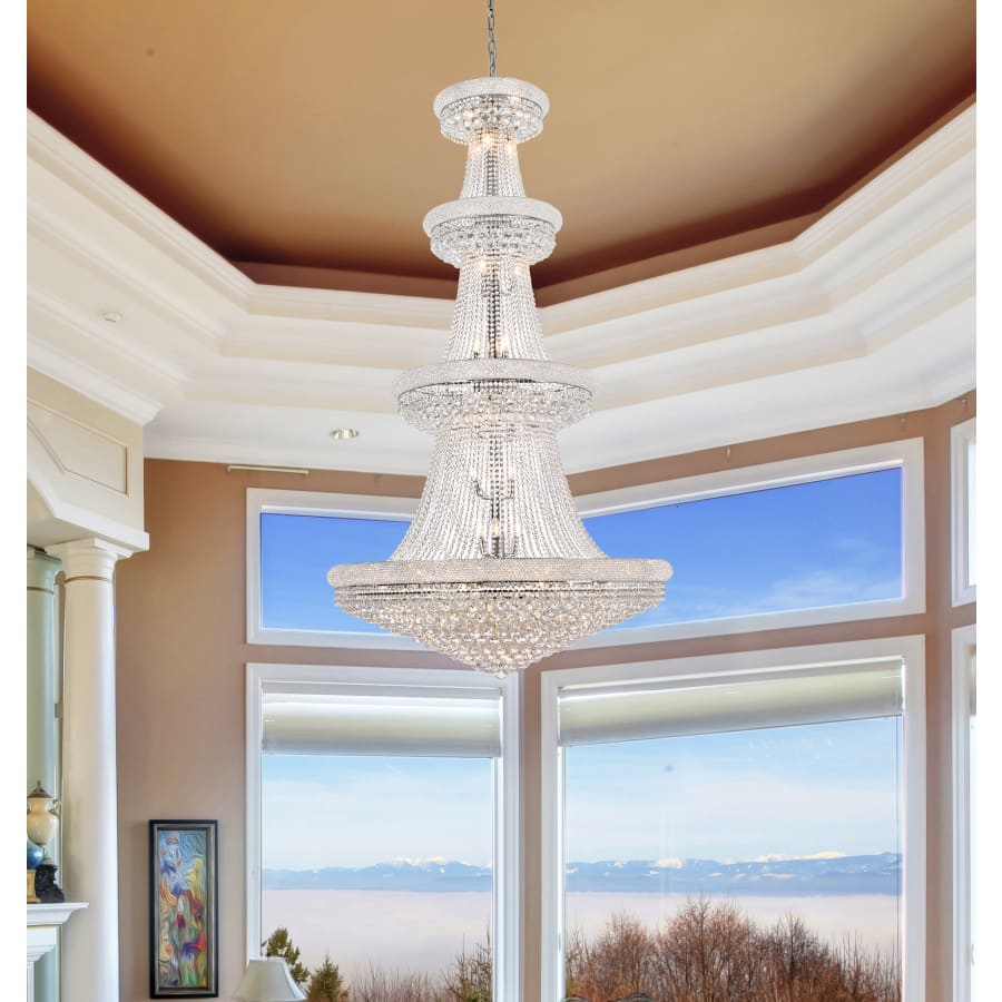 Elegant Lighting Primo 42 Light 48" Wide Crystal Empire Chandelier with Clear Royal Cut Crystals