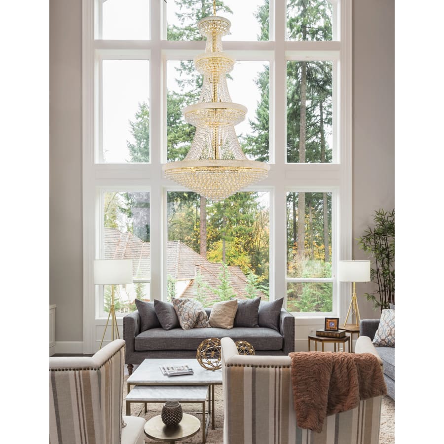 Elegant Lighting Primo 42 Light 48" Wide Crystal Empire Chandelier with Clear Royal Cut Crystals