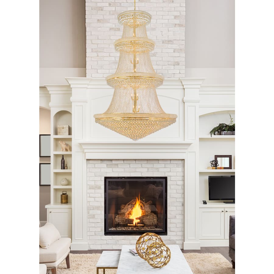 Elegant Lighting Primo 56 Light 62" Wide Crystal Empire Chandelier with Clear Royal Cut Crystals