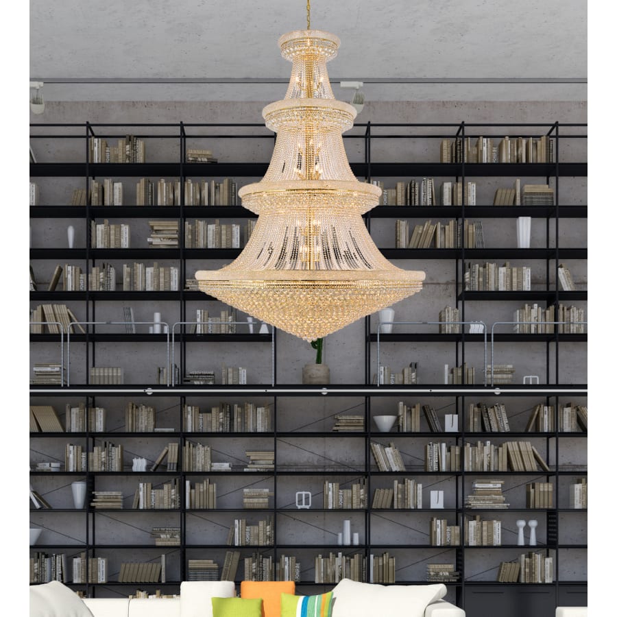 Elegant Lighting Primo 66 Light 72" Wide Crystal Empire Chandelier with Clear Royal Cut Crystals