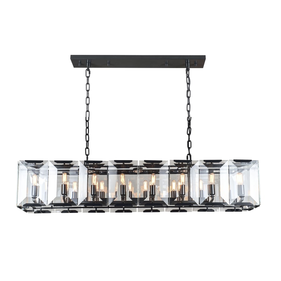 Elegant Lighting Monaco 16 Light 53" Wide Linear Style Chandelier with Emerald Cut Glass Panels