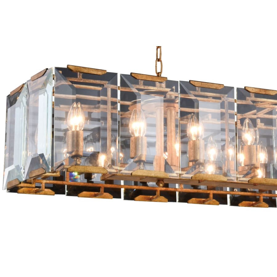 Elegant Lighting Monaco 16 Light 53" Wide Linear Style Chandelier with Emerald Cut Glass Panels