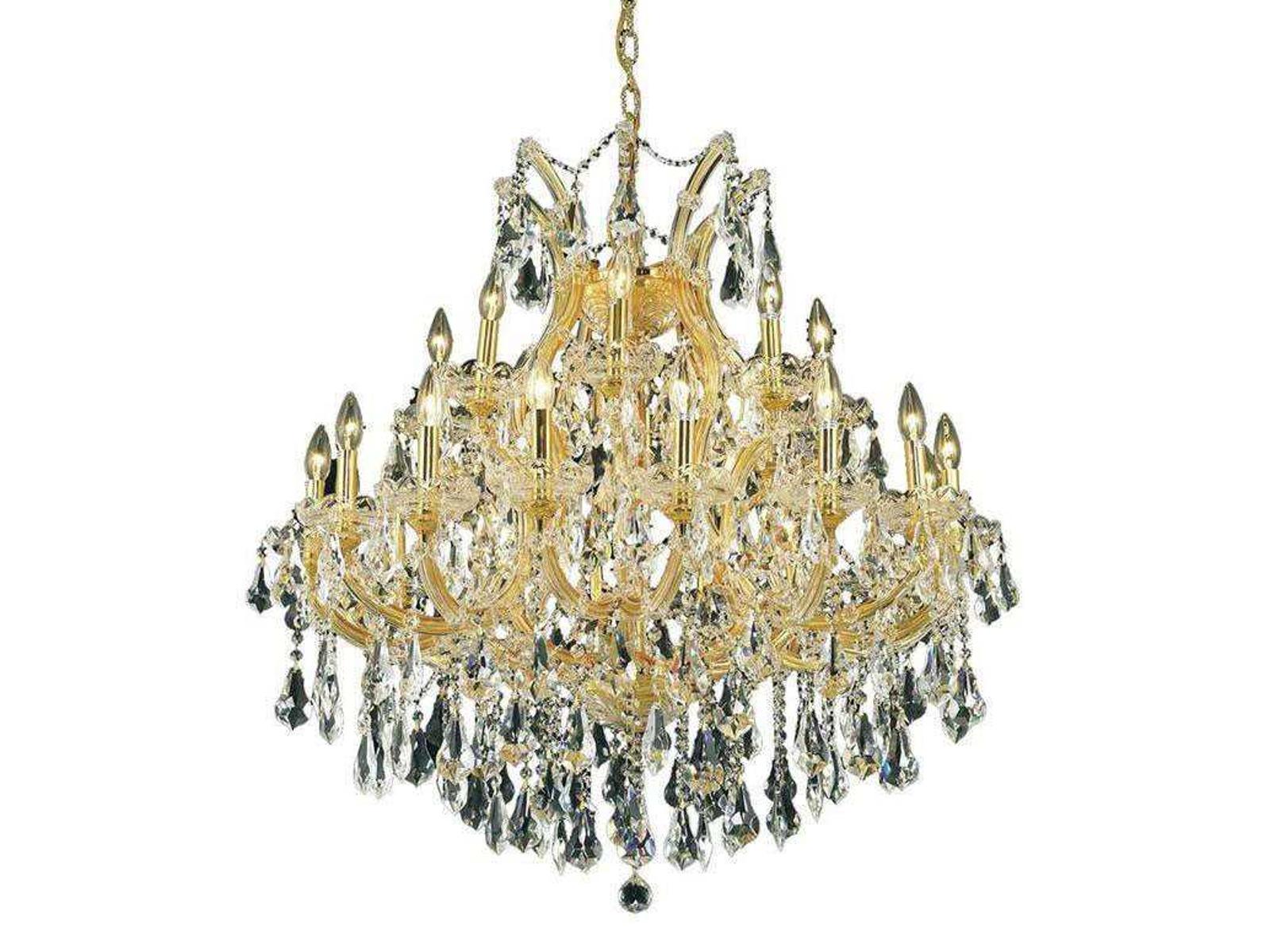 Elegant Lighting Maria Theresa 24-Light Gold Clear Crystal Tiered Chandelier
