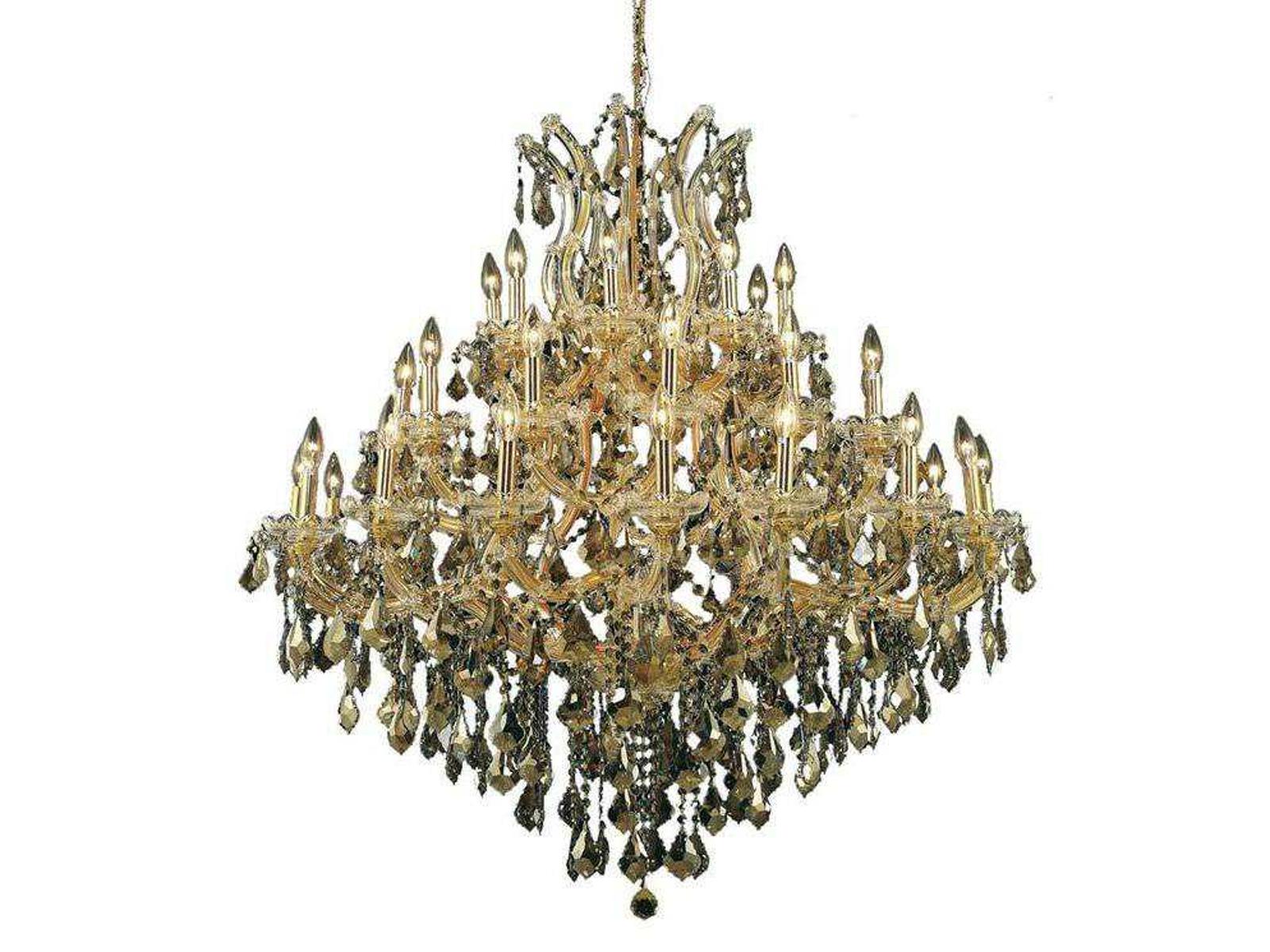 Elegant Lighting Maria Theresa 37-Light Gold Golden Teak Royal Cut Crystal Chandelier