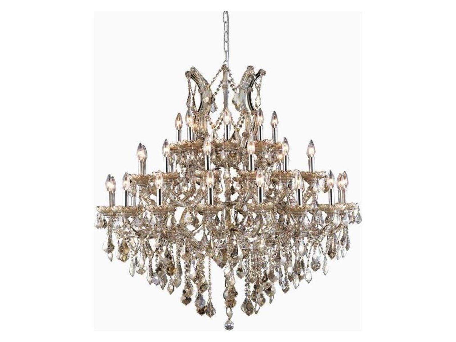 Elegant Lighting Maria Theresa 37-Light Chandelier with Golden Teak Crystals