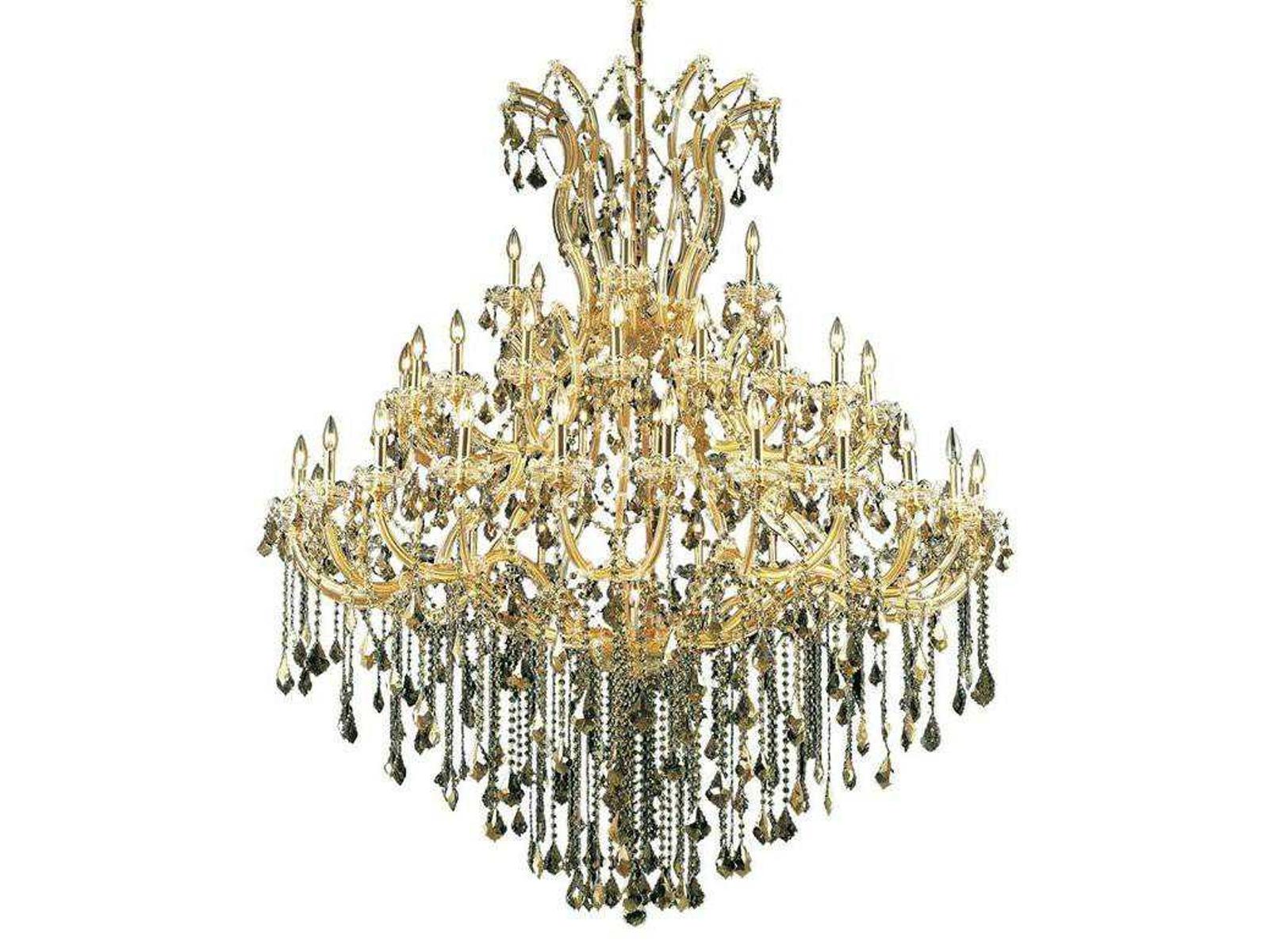 Elegant Lighting Maria Theresa 49-Light Tiered Chandelier in Gold with Golden Teak Crystal