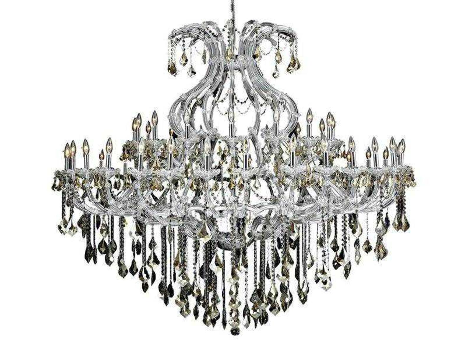Elegant Lighting Maria Theresa 49-Light Chrome Tiered Chandelier with Golden Teak Crystal