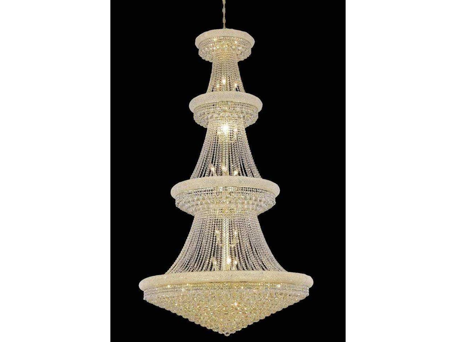 Elegant Lighting 42-Light Primo Chandelier Gold Clear Royal Cut Crystal