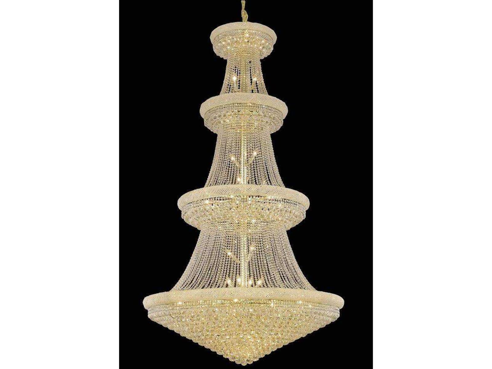 Elegant Lighting Primo 48-Light Gold Clear Royal Cut Crystal Empire Tiered Chandelier