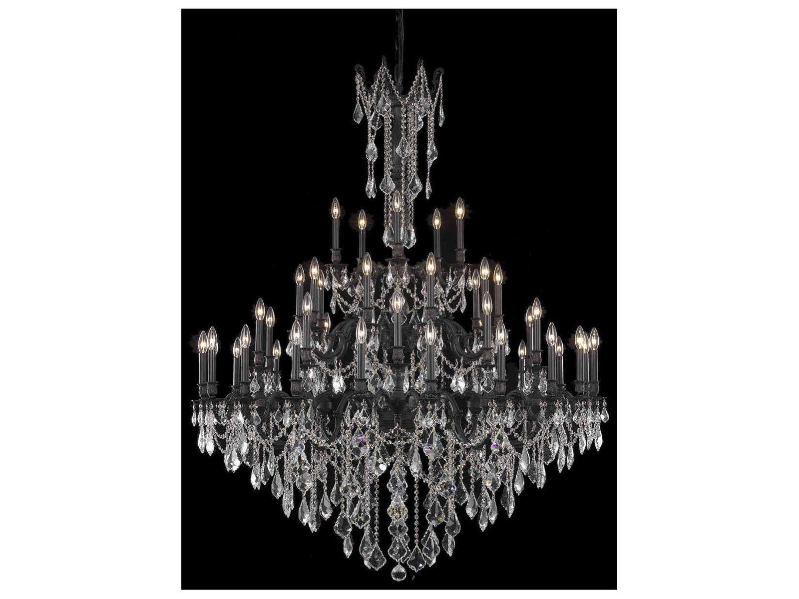Elegant Lighting 45-Light Rosalia Dark Bronze Gold Crystal Candelabra Chandelier