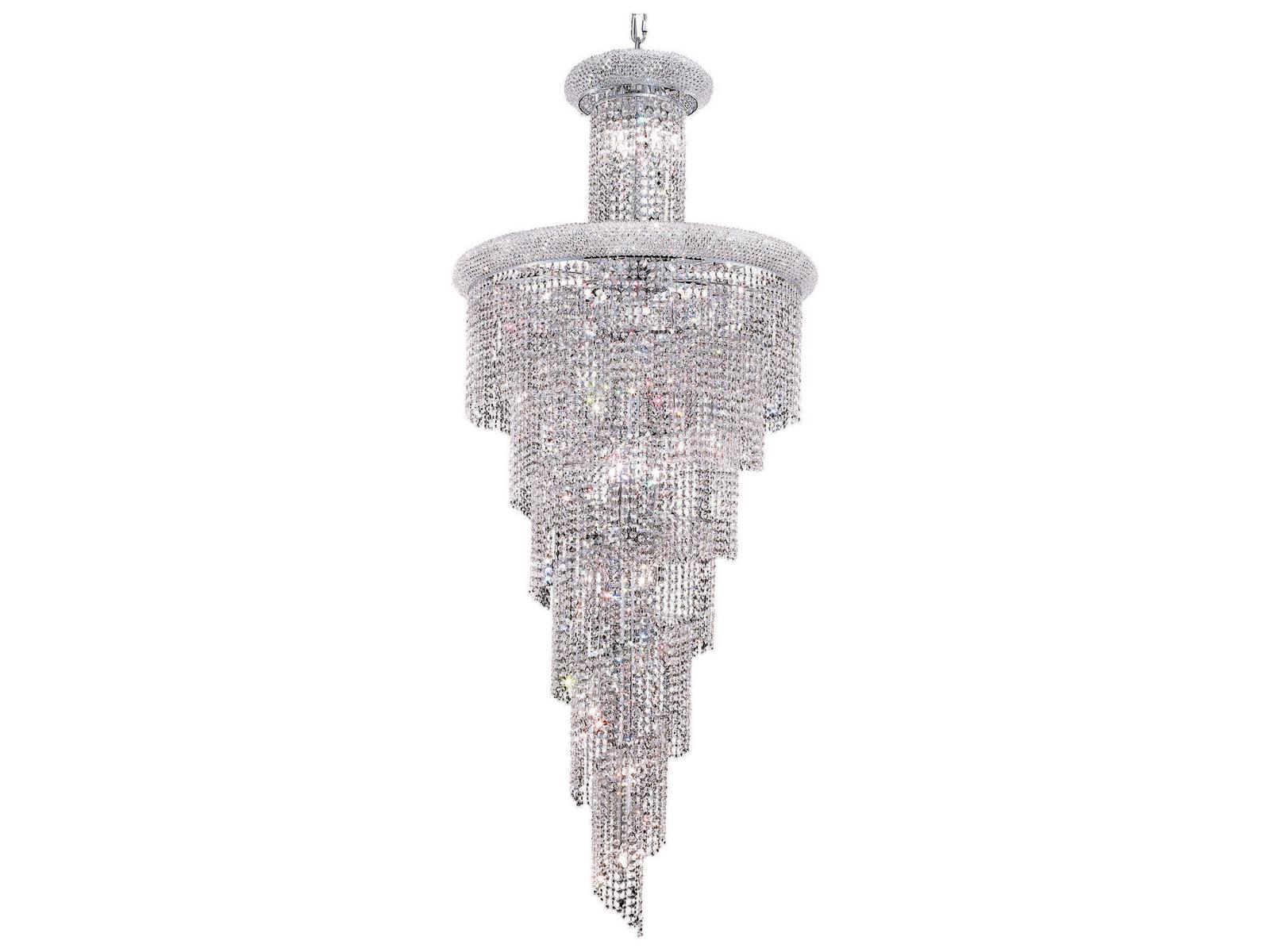 Elegant Lighting Spiral 28-Light Chandelier in Chrome with Royal Cut Clear Crystal