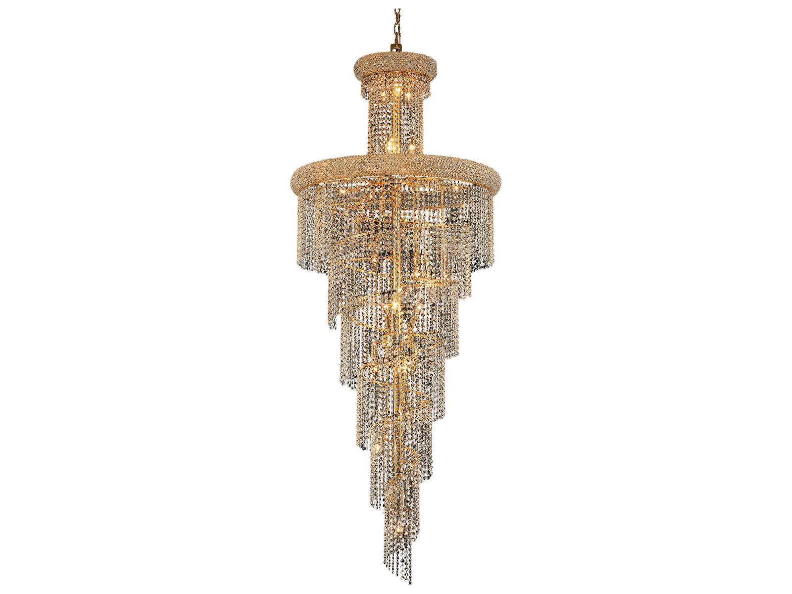 Elegant Lighting Spiral 28-Light Gold Clear Crystal Tiered Chandelier