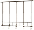 Erlenmeyer 48"W 5 Light Bronze Standard Pendant w/ Clear Glass Shade