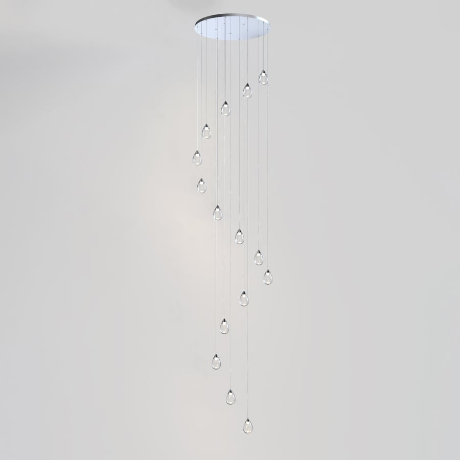 ET2 Dewdrop 34" Wide LED Multi Light Pendant with Clear Shades