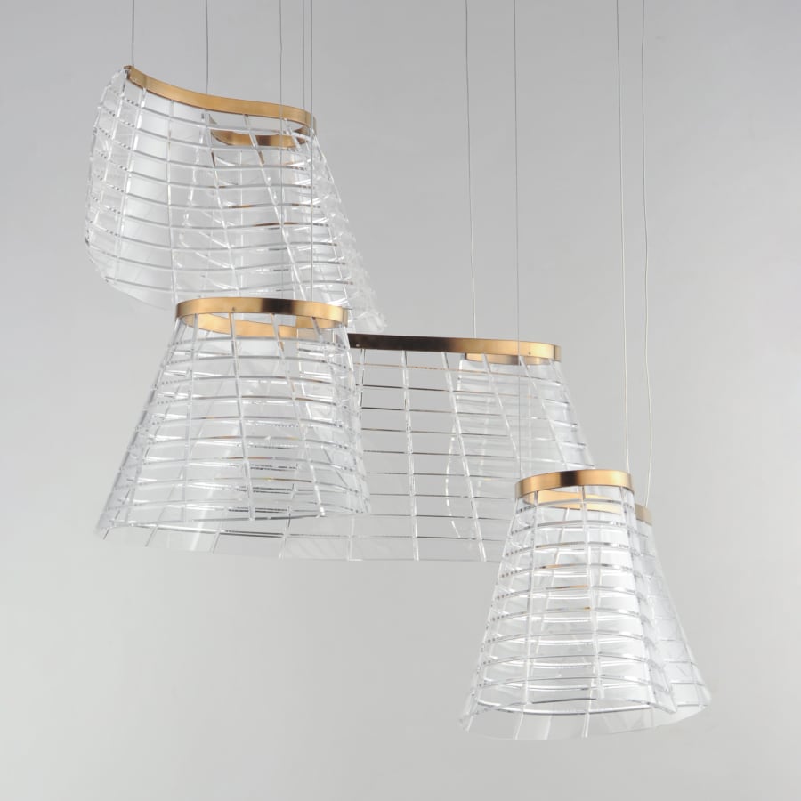 ET2 Tartan 3 Light 24" Wide LED Abstract Multi Light Pendant