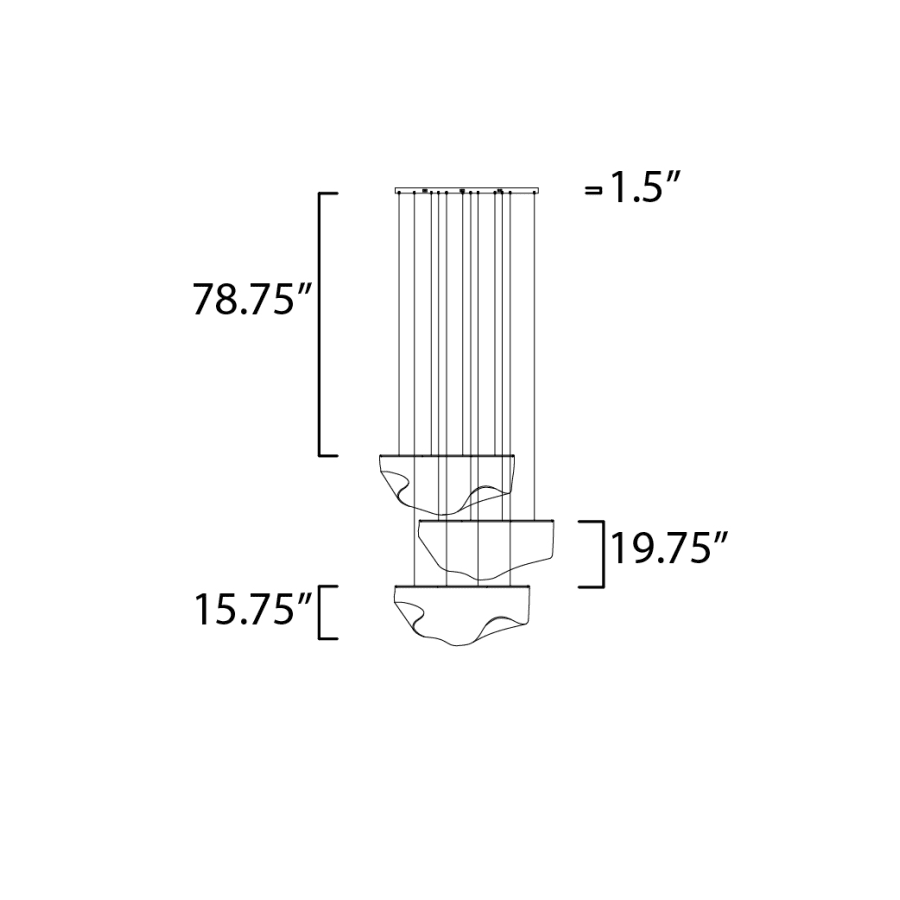 ET2 Rinkle 51" Wide LED Multi Light Linear Abstract Pendant