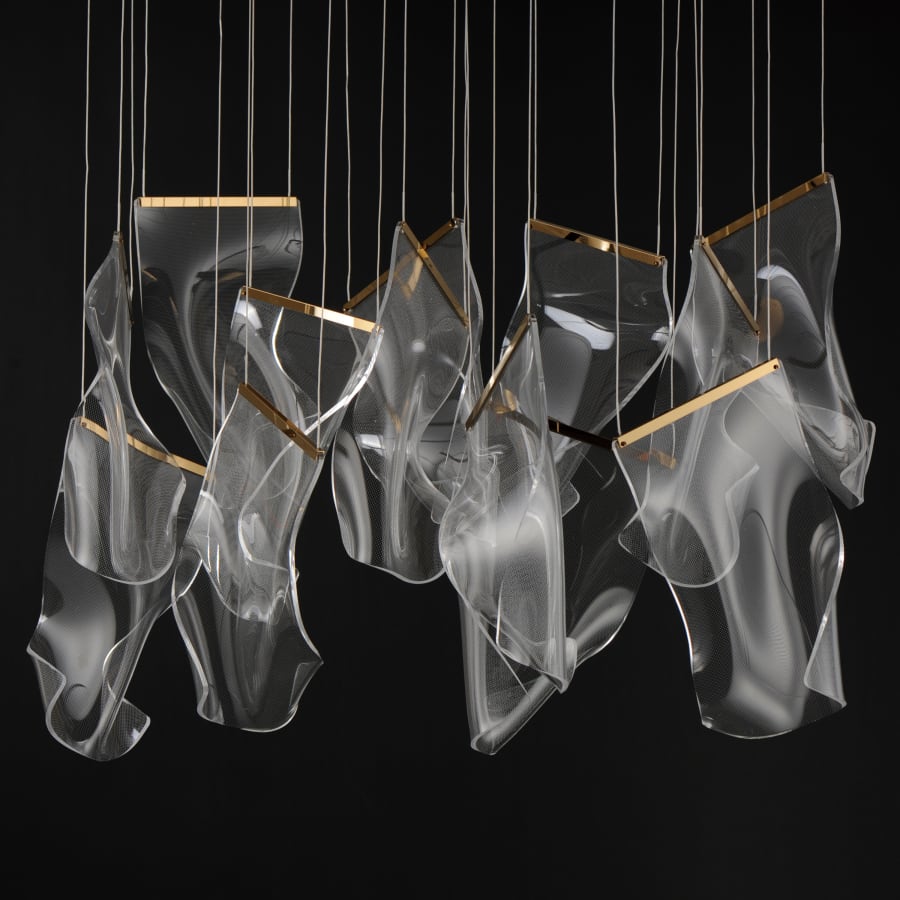 ET2 Rinkle 36" Wide LED Multi Light Linear Abstract Pendant