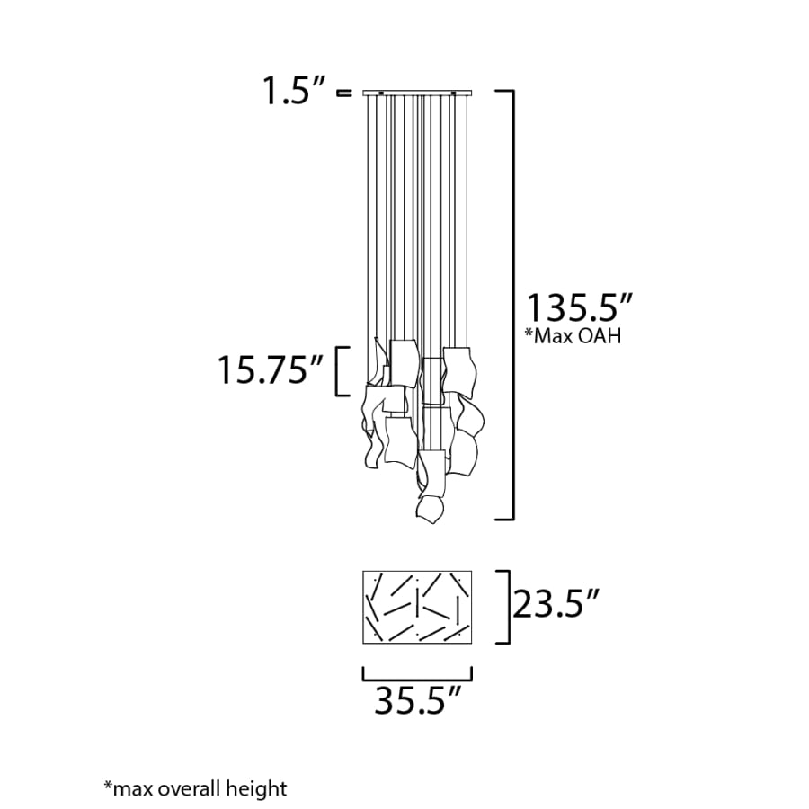ET2 Rinkle 36" Wide LED Multi Light Linear Abstract Pendant