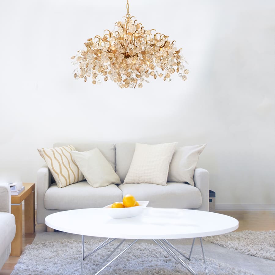 Eurofase Lighting Campobasso 8 Light 26" Wide Chandelier with Gold Metal Wire Frame and Glass Wafers