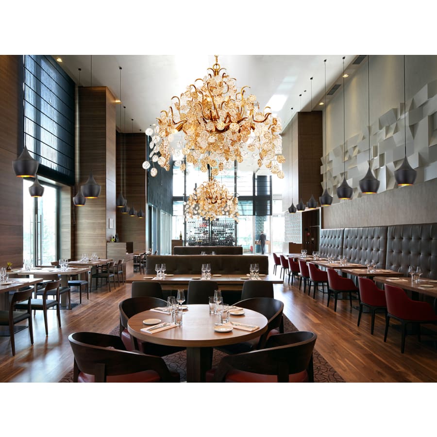 Eurofase Lighting Campobasso 8 Light 26" Wide Chandelier with Gold Metal Wire Frame and Glass Wafers