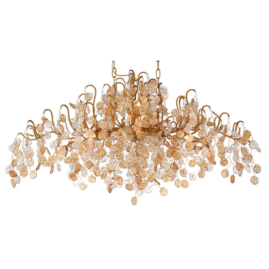 Eurofase Lighting Campobasso 10 Light 45" Wide Linear Chandelier with Gold Metal Wire Frame and Glass Wafers