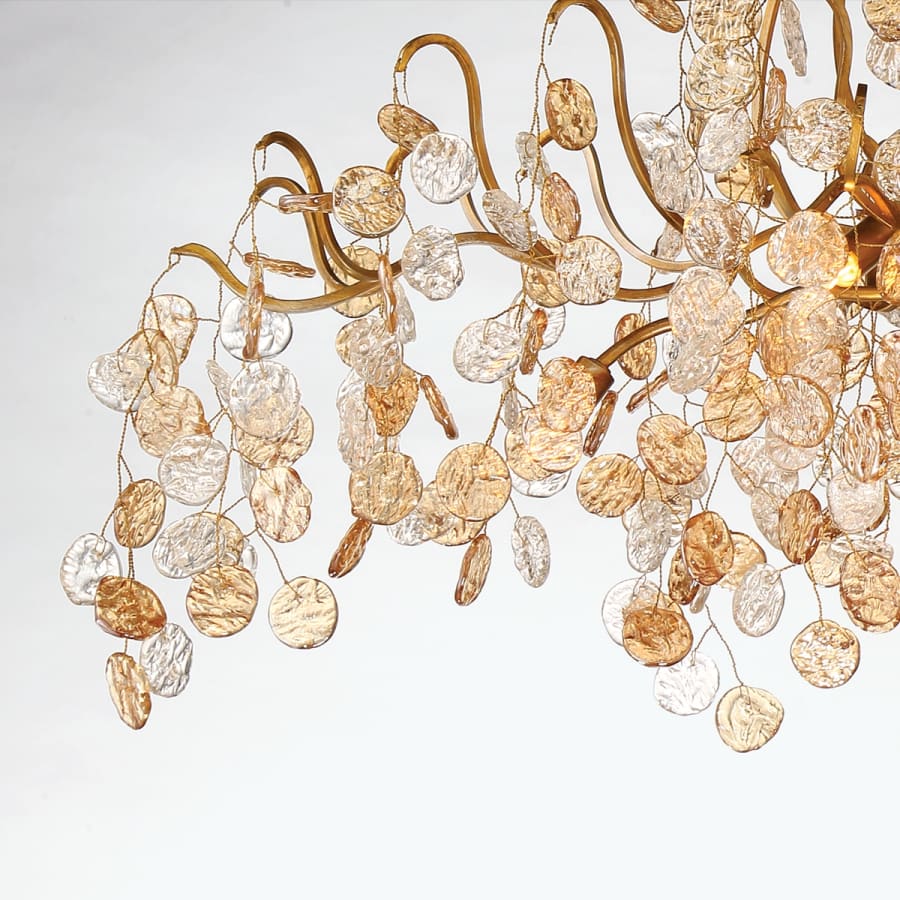 Eurofase Lighting Campobasso 10 Light 45" Wide Linear Chandelier with Gold Metal Wire Frame and Glass Wafers