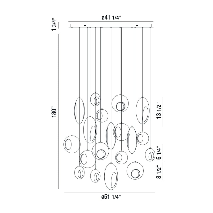Eurofase Lighting Arlington 19 Light 51" Wide LED Multi Light Pendant