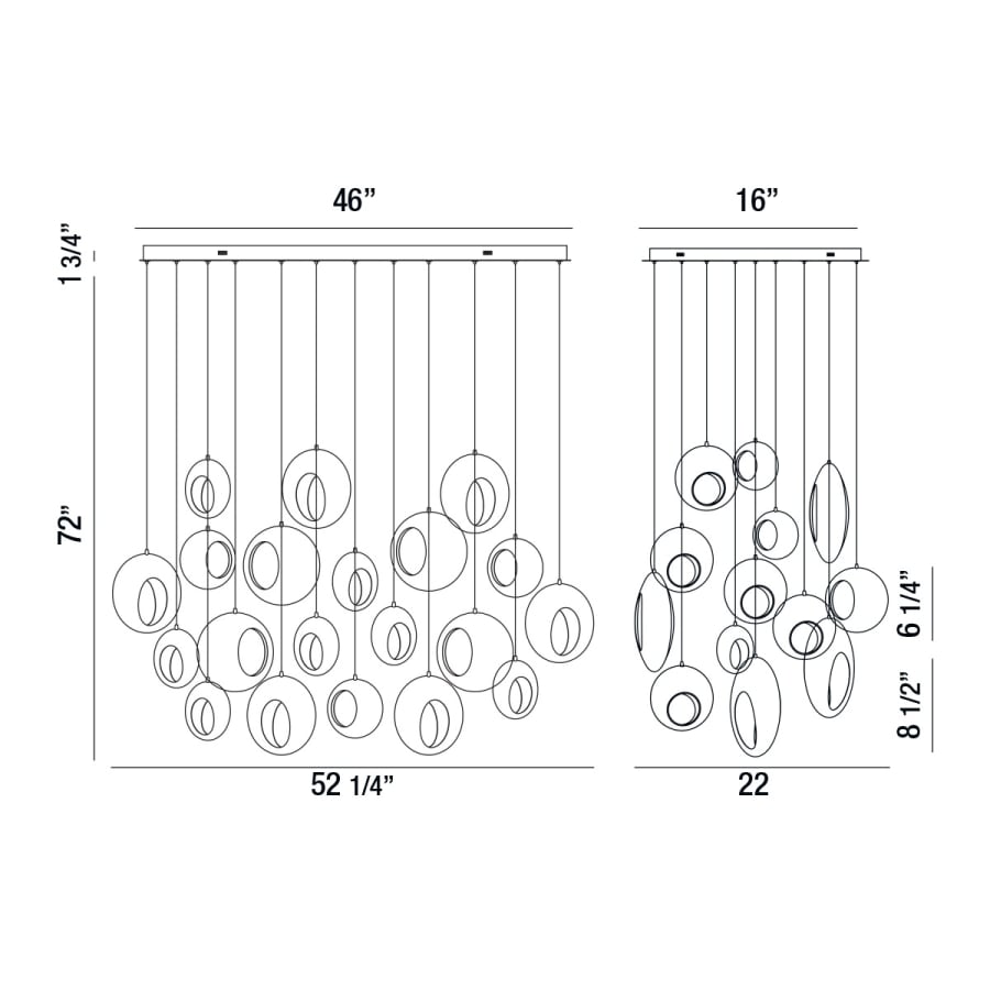 Eurofase Lighting Arlington 20 Light 52" Wide LED Multi Light Pendant