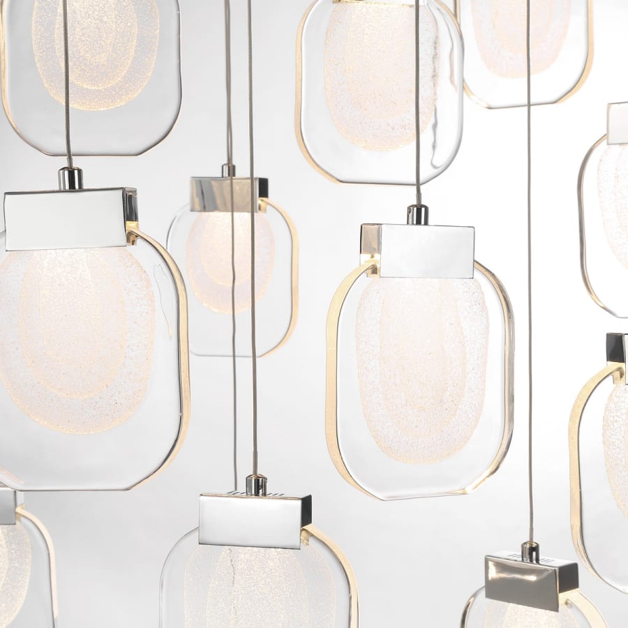 Eurofase Lighting Paget 29" Wide 3000K LED Round 19-Light Pendant with Piastra Glass Shades