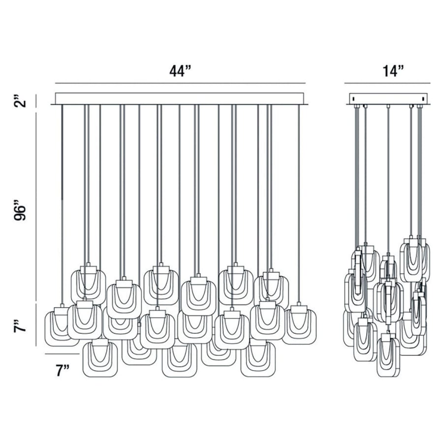 Eurofase Lighting Paget 16 Light 44" Wide LED Multi Light Pendant