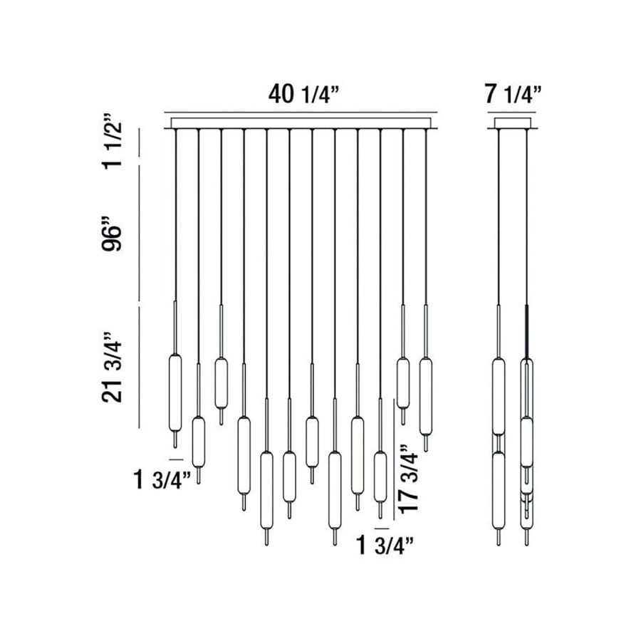 Eurofase Lighting Cumberland 12 Light 40" Wide LED Linear Pendant