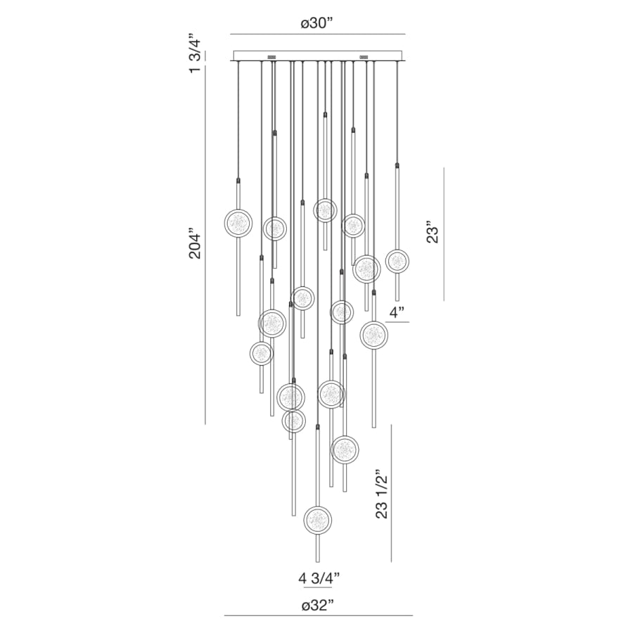 Eurofase Lighting Barletta 16 Light 32" Wide LED Abstract Multi Light Pendant