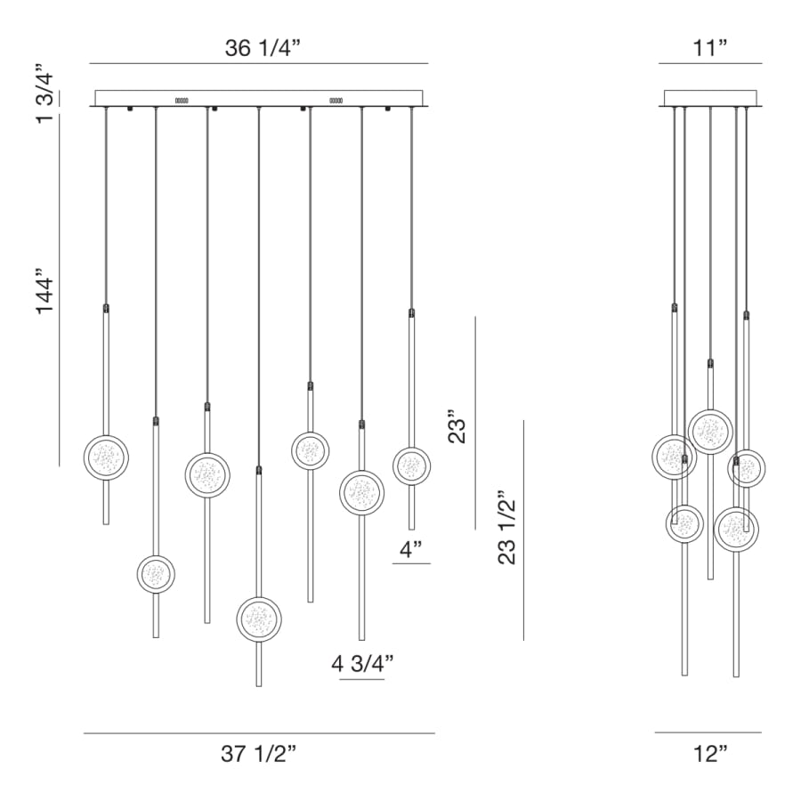 Eurofase Lighting Barletta 12 Light 38" Wide LED Abstract Linear Pendant