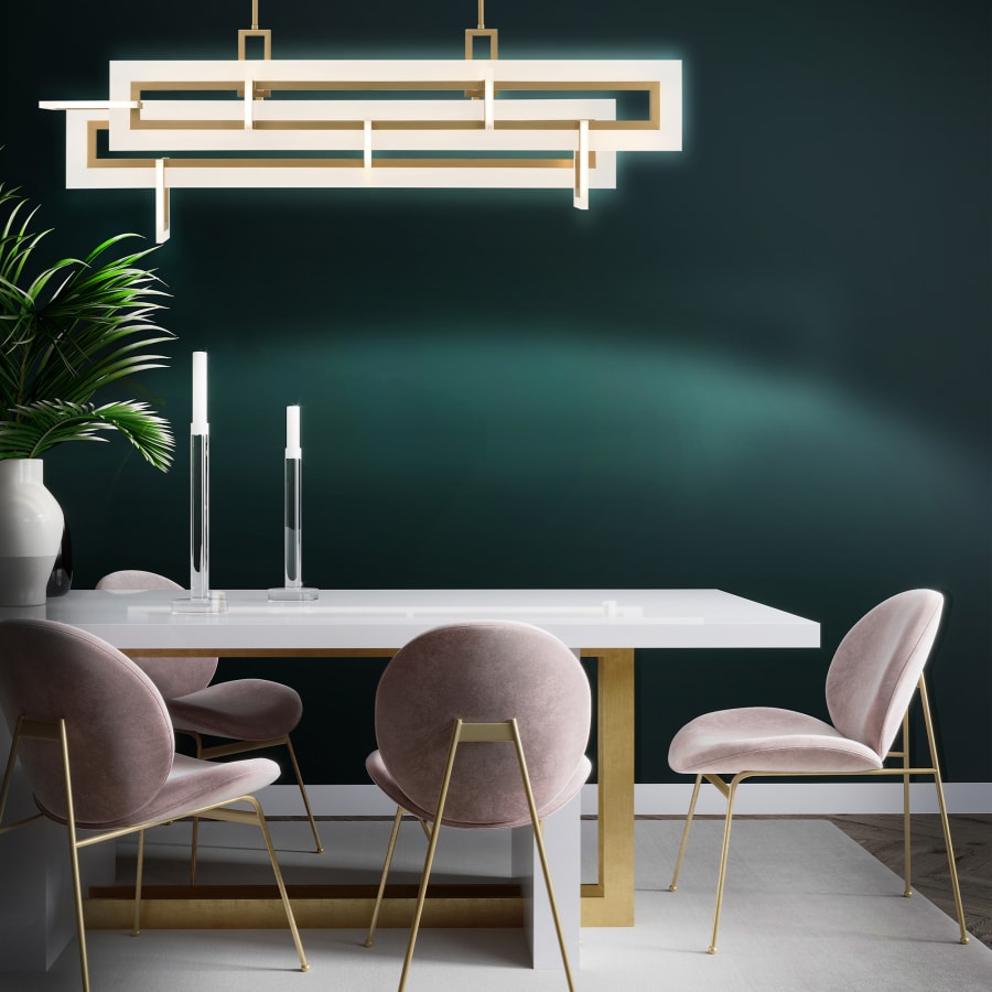 Eurofase Lighting Inizio 55" Wide 3000K LED Geometric Linear Chandelier